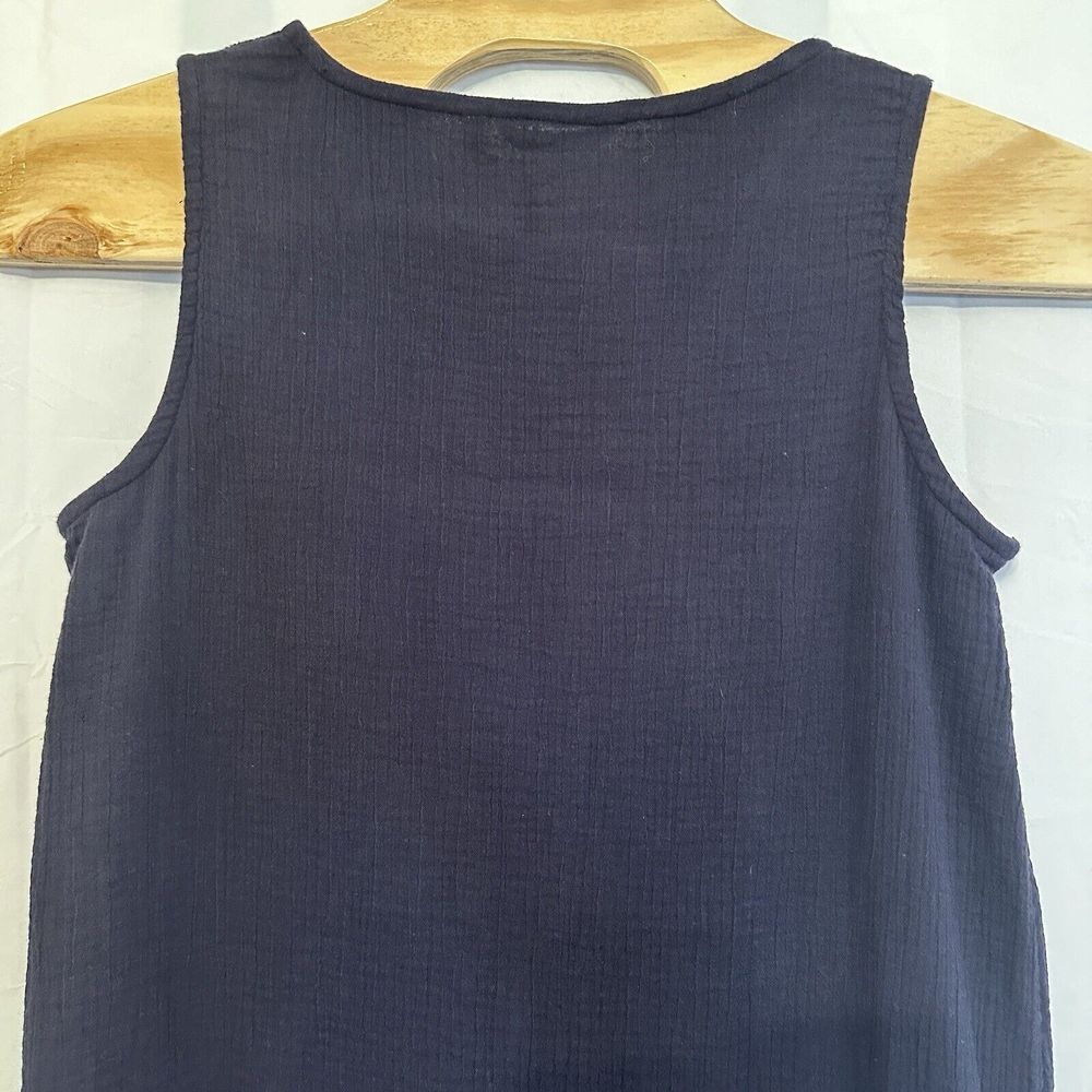 Soft Surroundings Women Size Tall Large TL Navy Blue Midi Dress Gauze Sleeveless - Picture 4 of 6